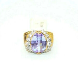 EDCO Purple Faceted Glass Cubic Zirconia Gold Verm